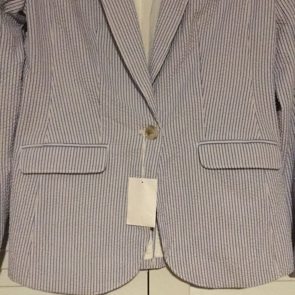 Lands' End Seersucker One Button Blazer - Picture 2 of 7